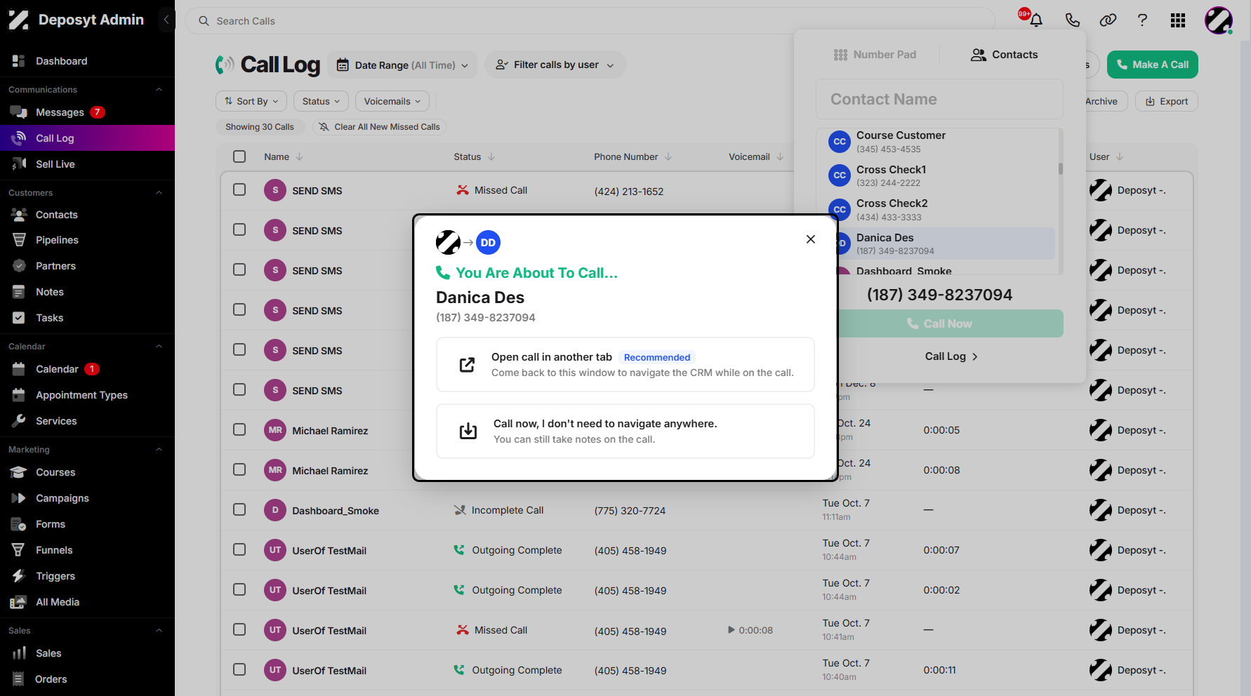 Step 9: A pop-up window will appear, giving you the option to choose between Open in a New Tab or Stay on the Same Page. Select one to start the call.