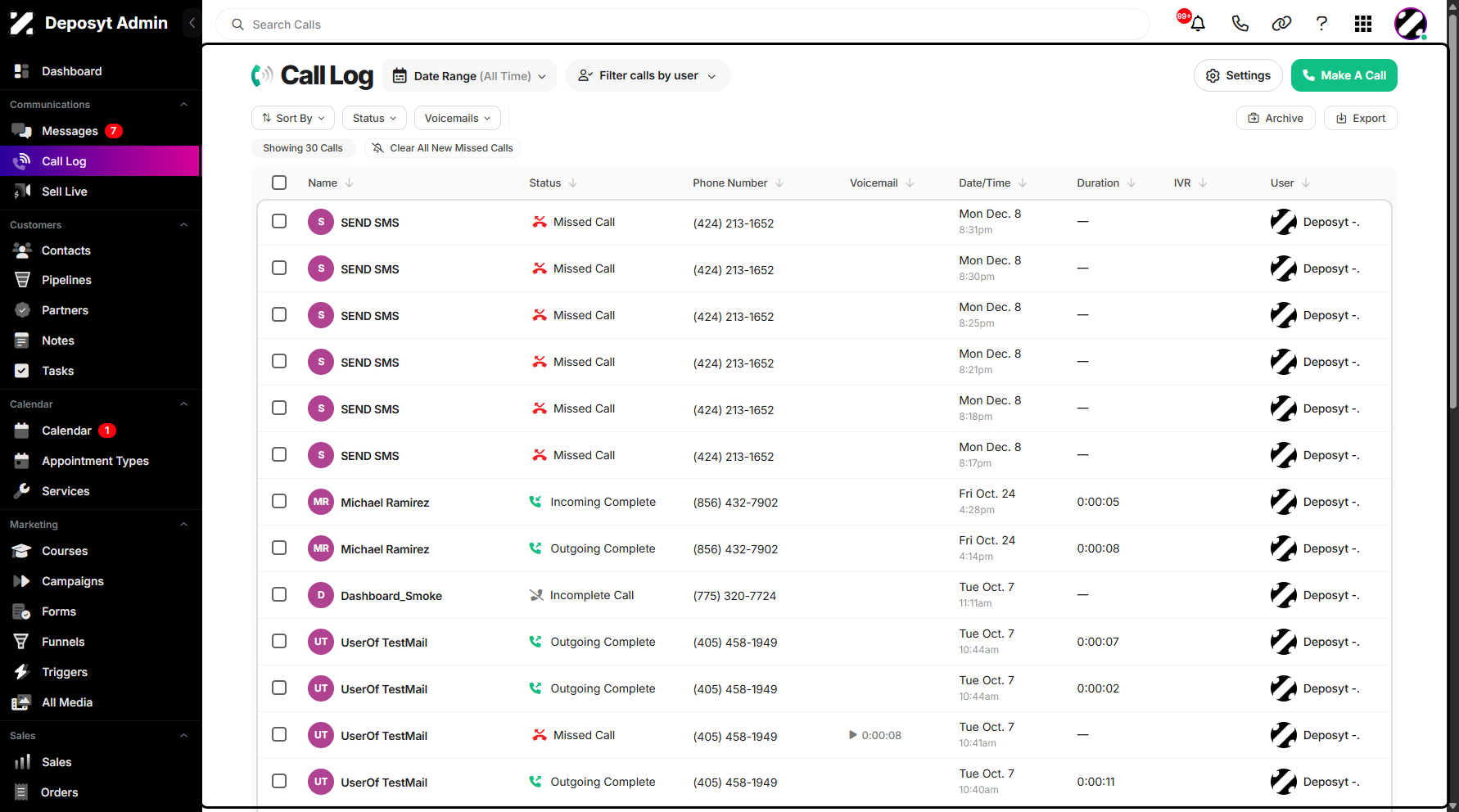Click on Call Log…