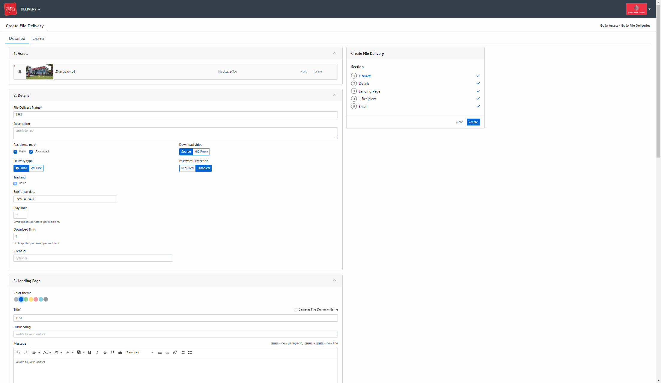 Fill out the file delivery form with any amendments (if required)