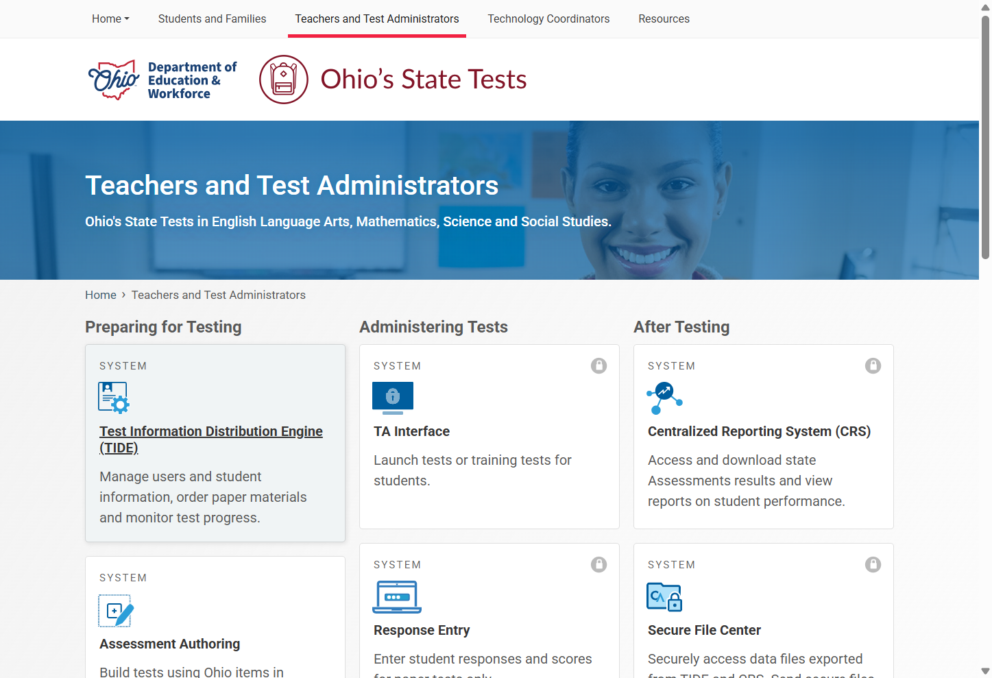 Click on Test Information Distribution Engine (TIDE)