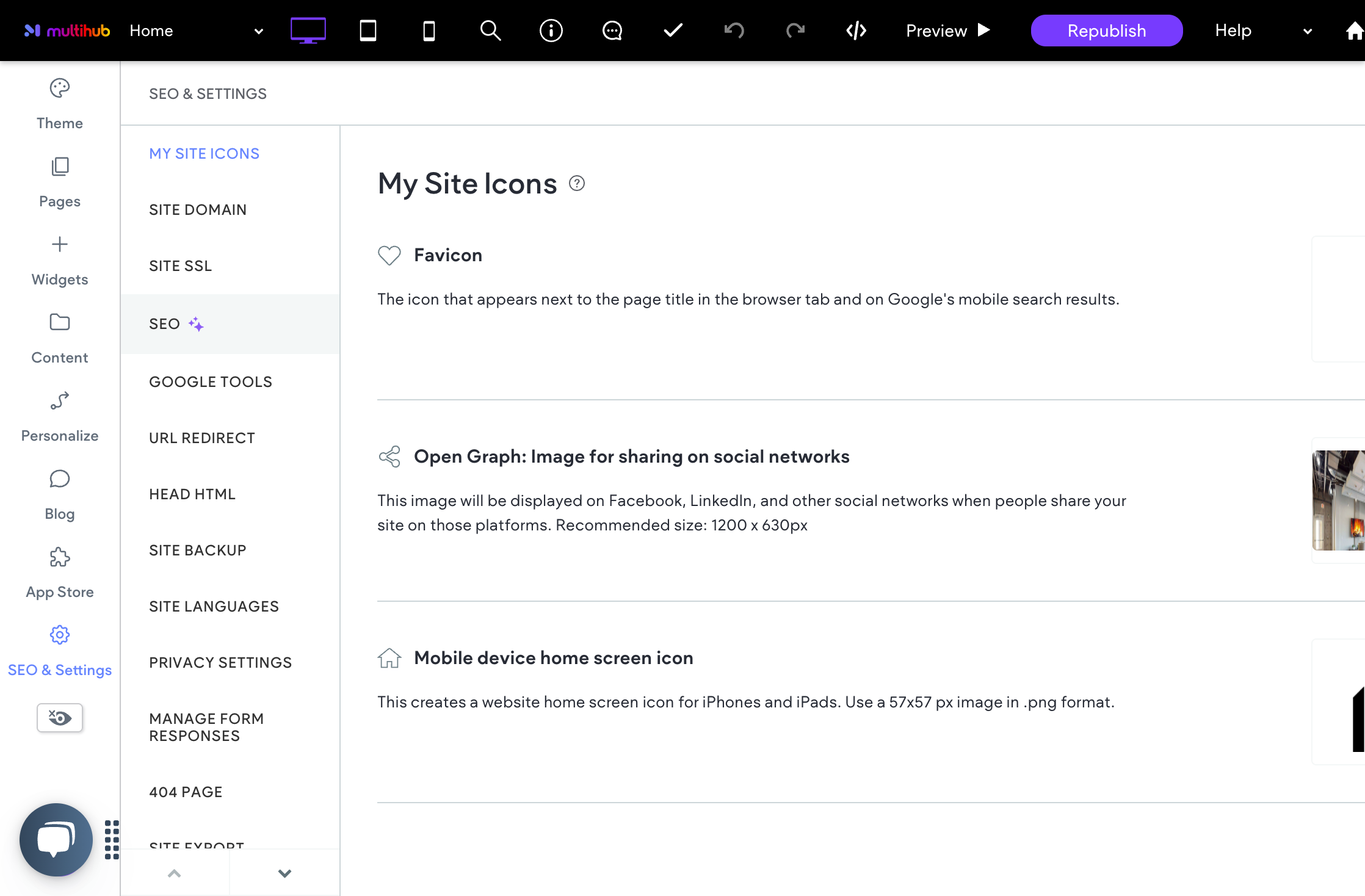 Click on SEO