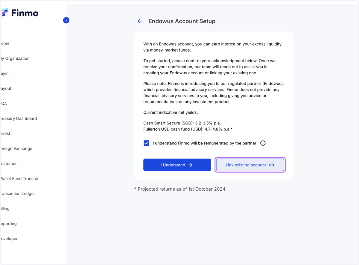 Click on Link existing account