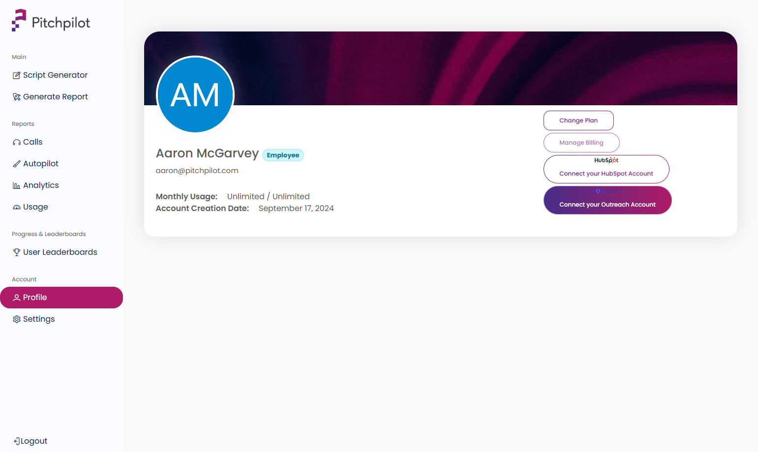 Click on Connect your Outreach Account