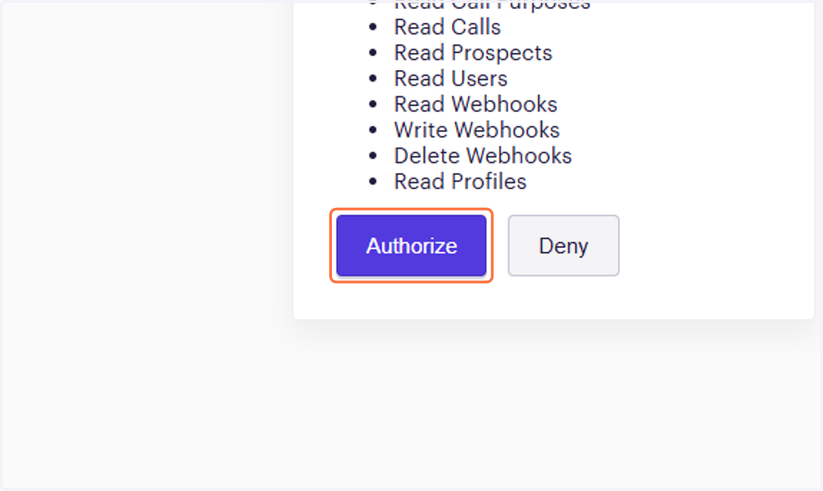Read Permissions and Click on Authorize