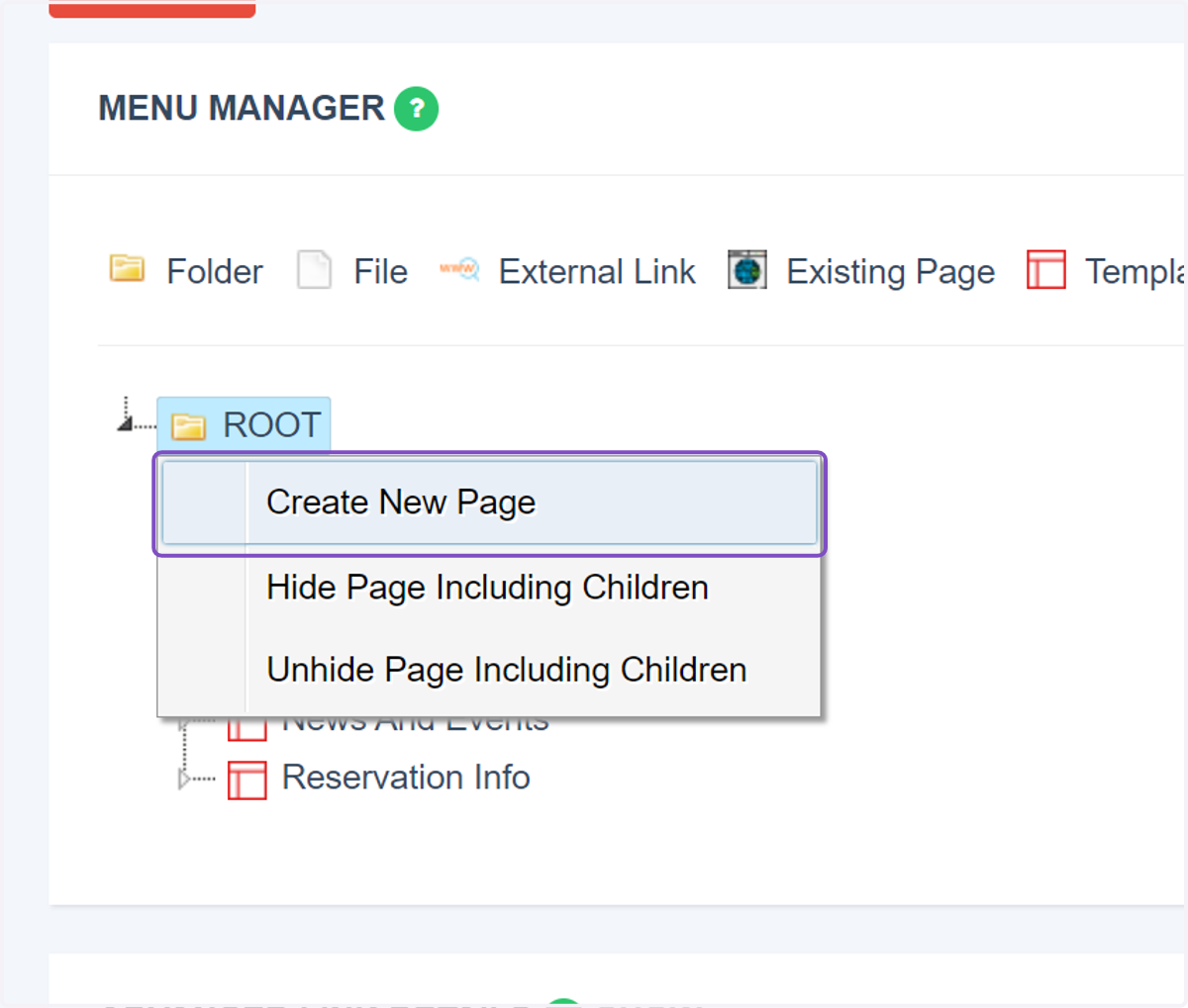 Click on Create New Page