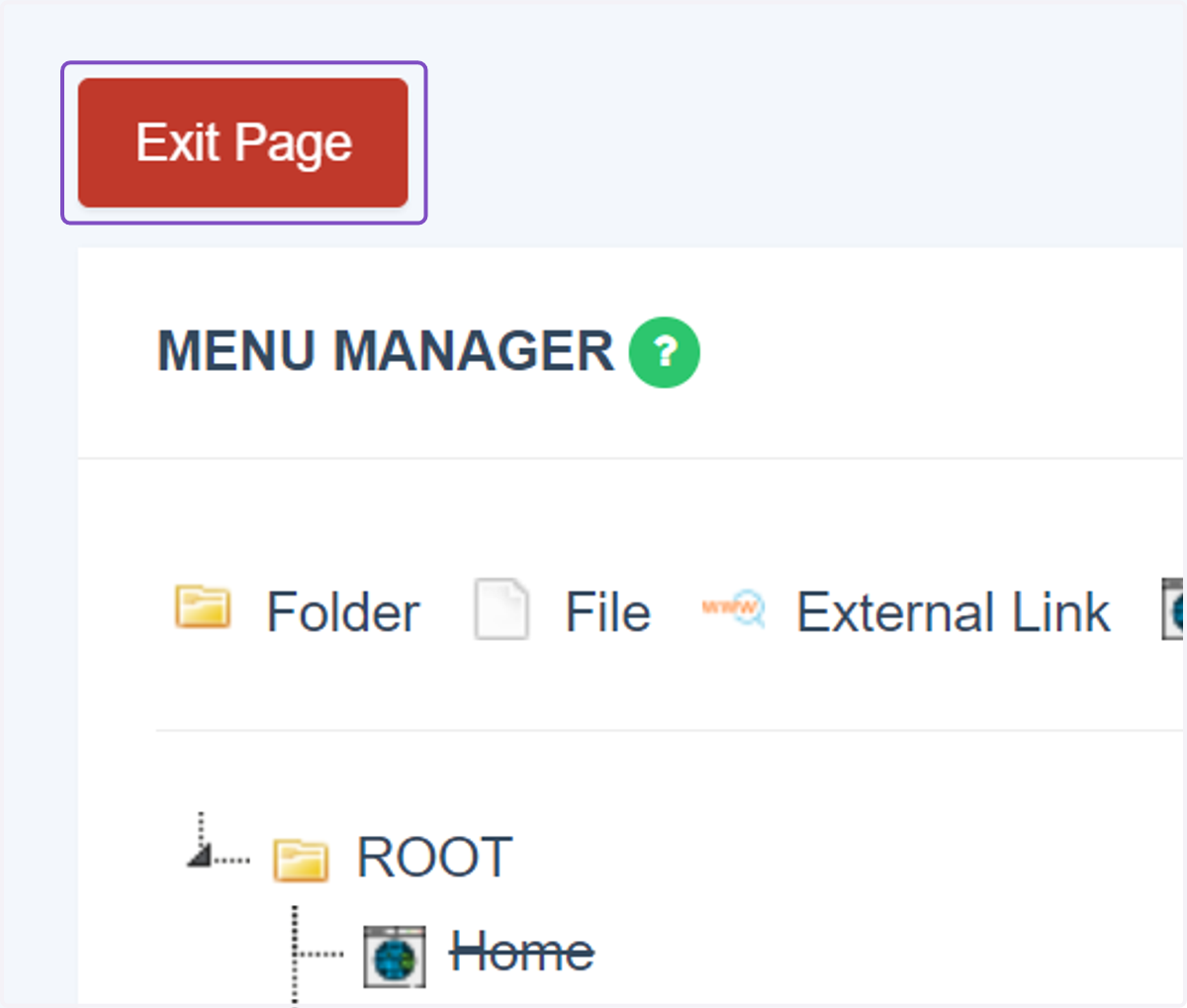 Click on Exit Page