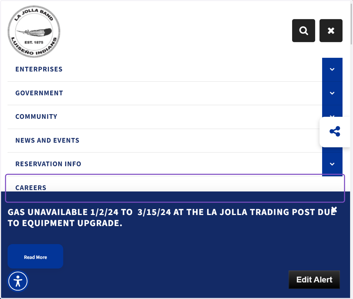 Your new page will not be on the top-nav