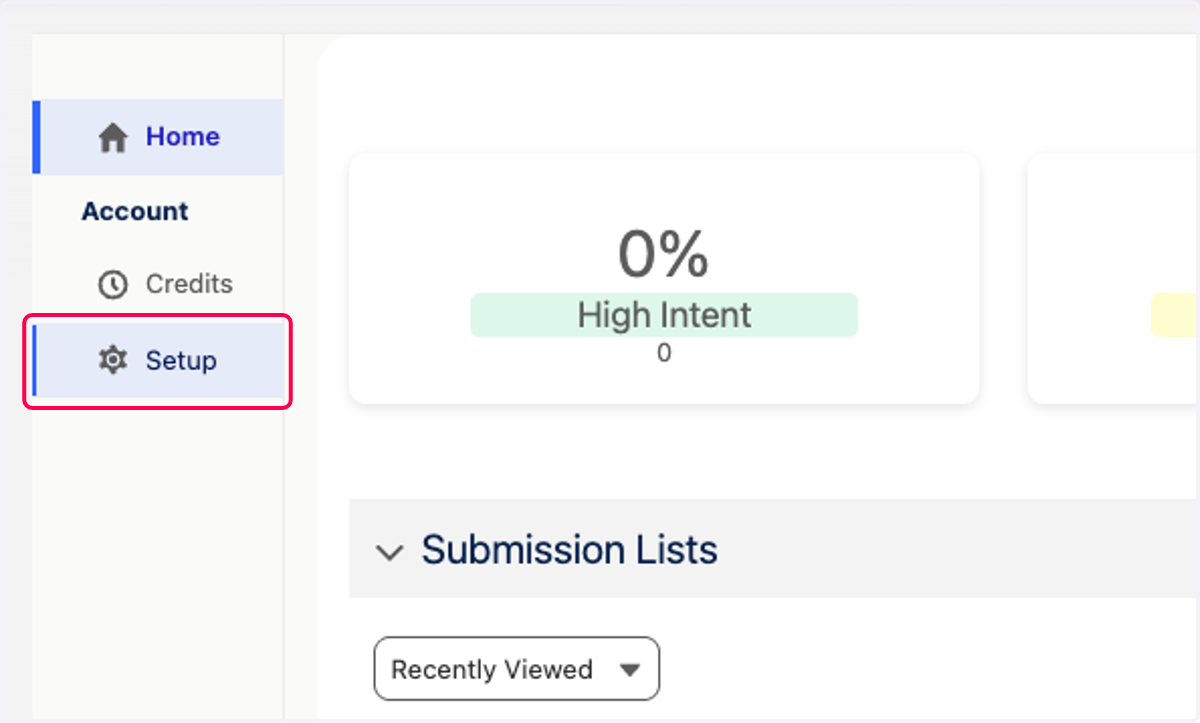 Click on Setup