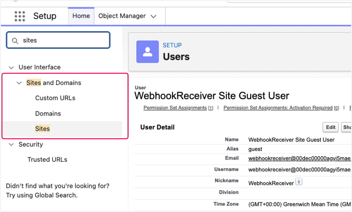 Click on Sites and Domains