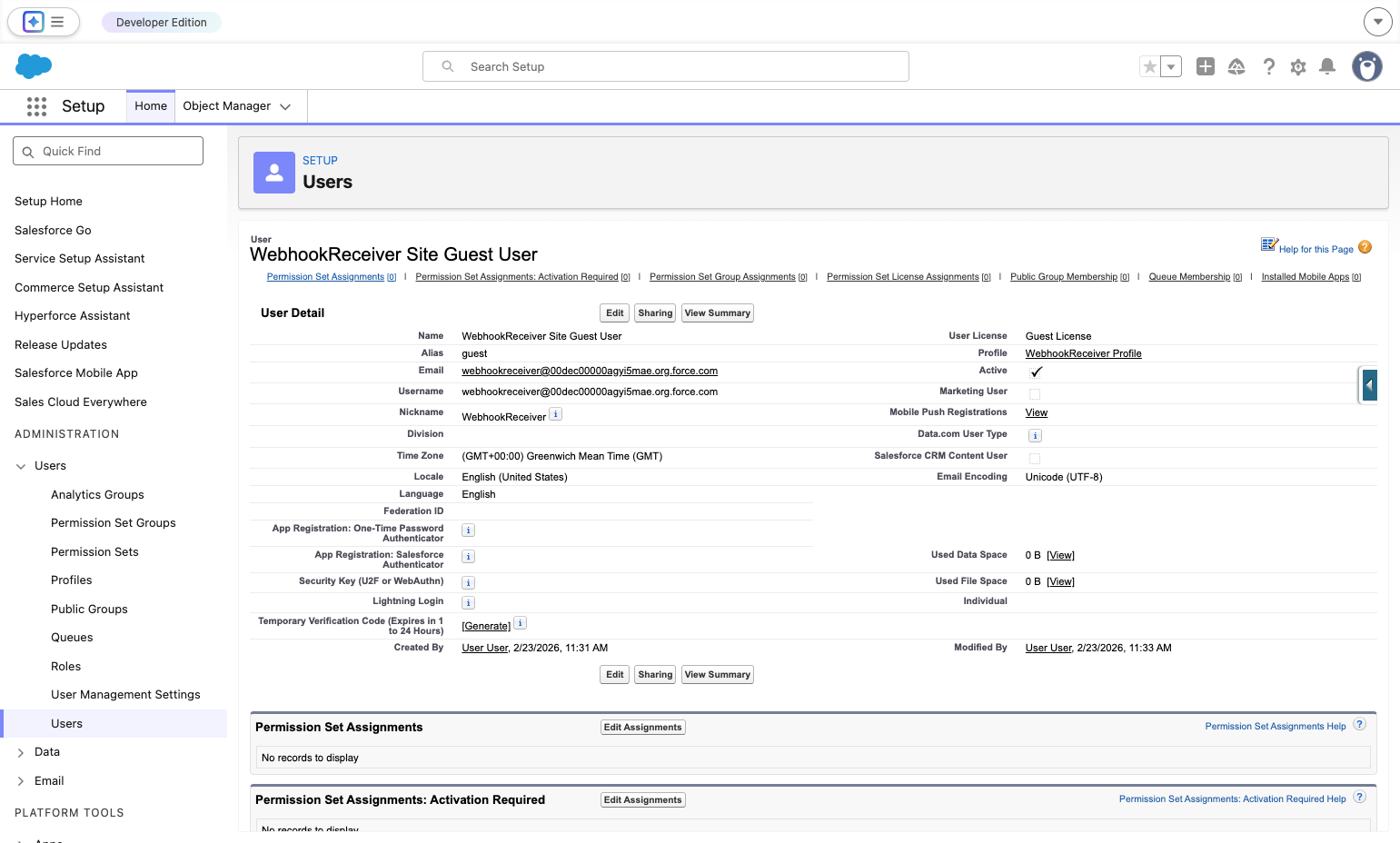 Click on Permission Set Assignments[0]