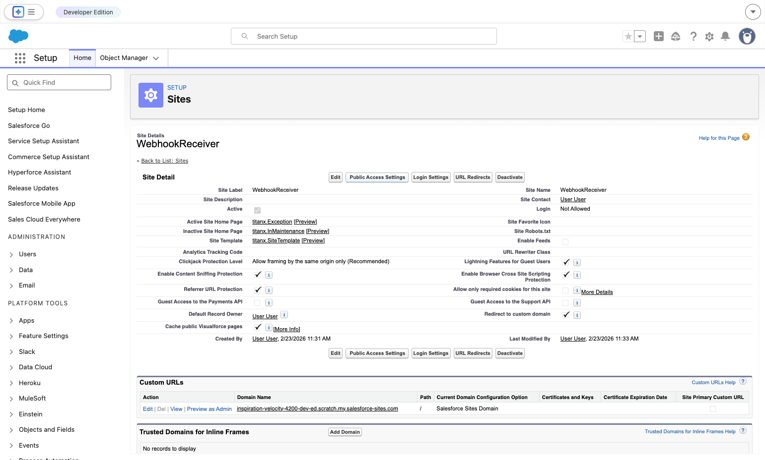 Click on Public Access Settings