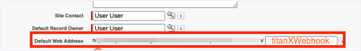 Type into Default Web Address something unique such as "titanXWebhook"