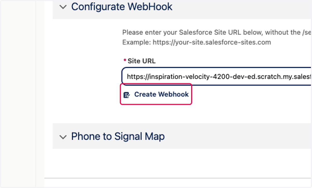 Click on Create Webhook