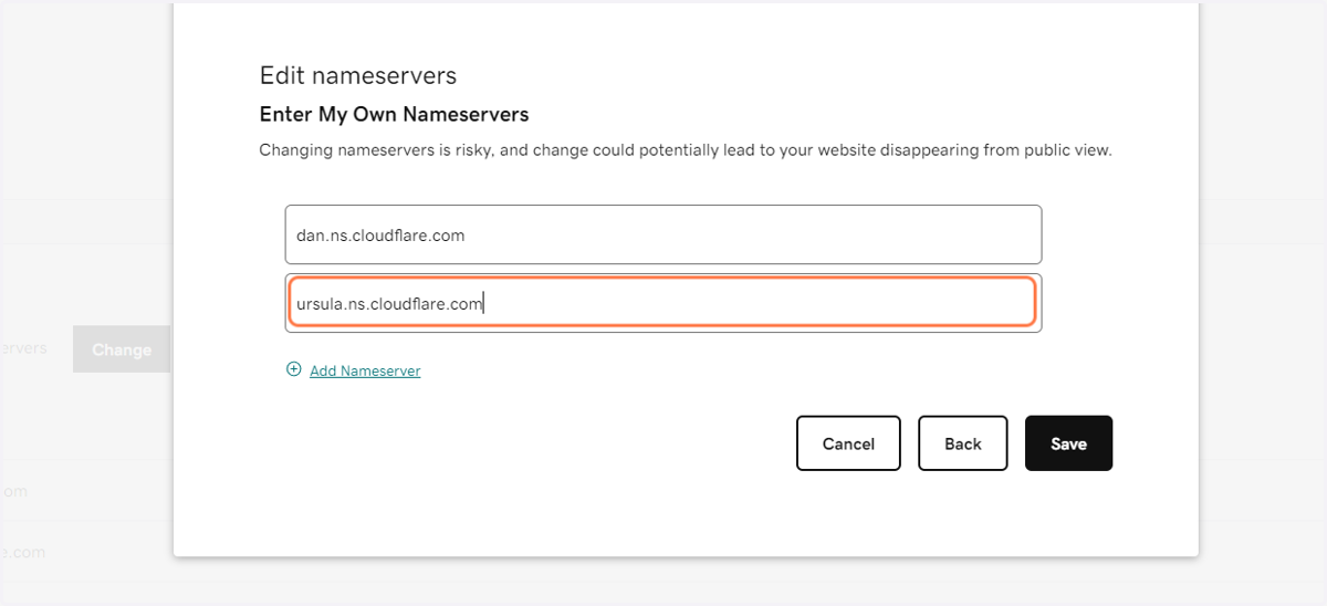 Enter Second Nameserver