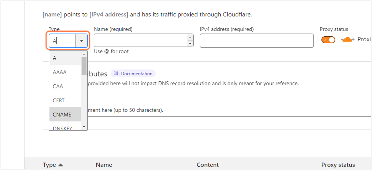 Click an option - CNAME