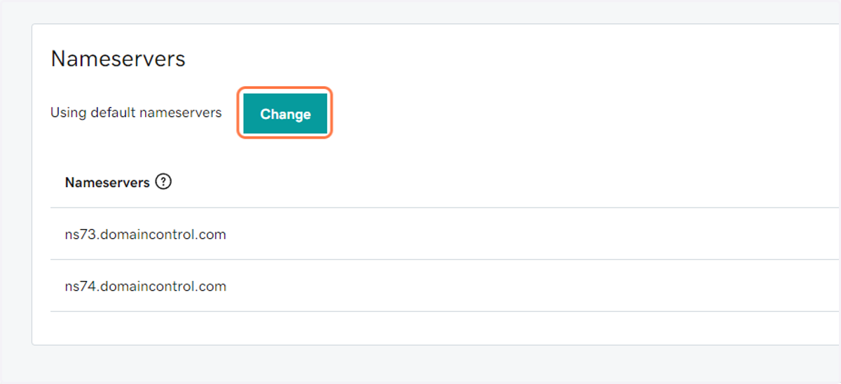 Scroll down below the DNS records and click on Change (Nameservers)