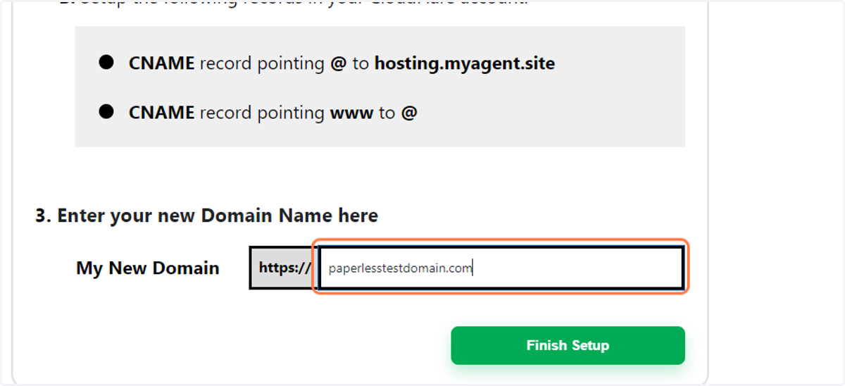 Type in Your Domain - Example: "paperlesstestdomain.com"