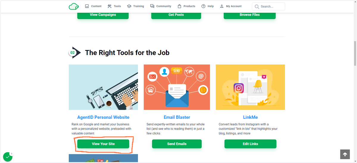 For Marketing Club Members: scroll down to Step 2: The Right Tools for the Job and Click on your AgentID Personal Website