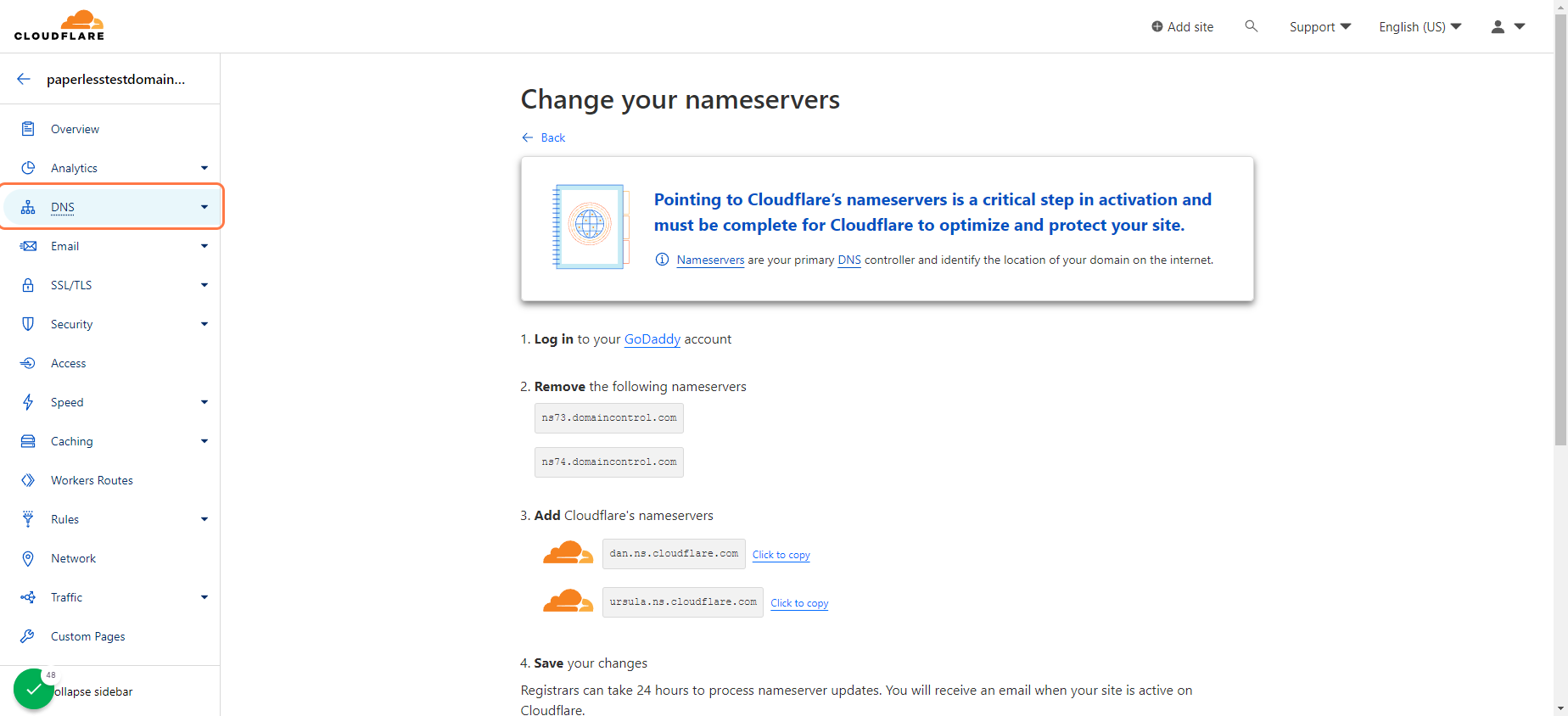 Click on DNS