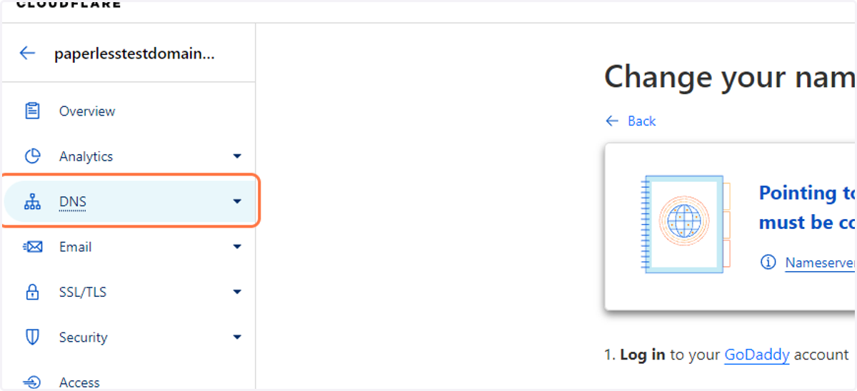 Click on DNS