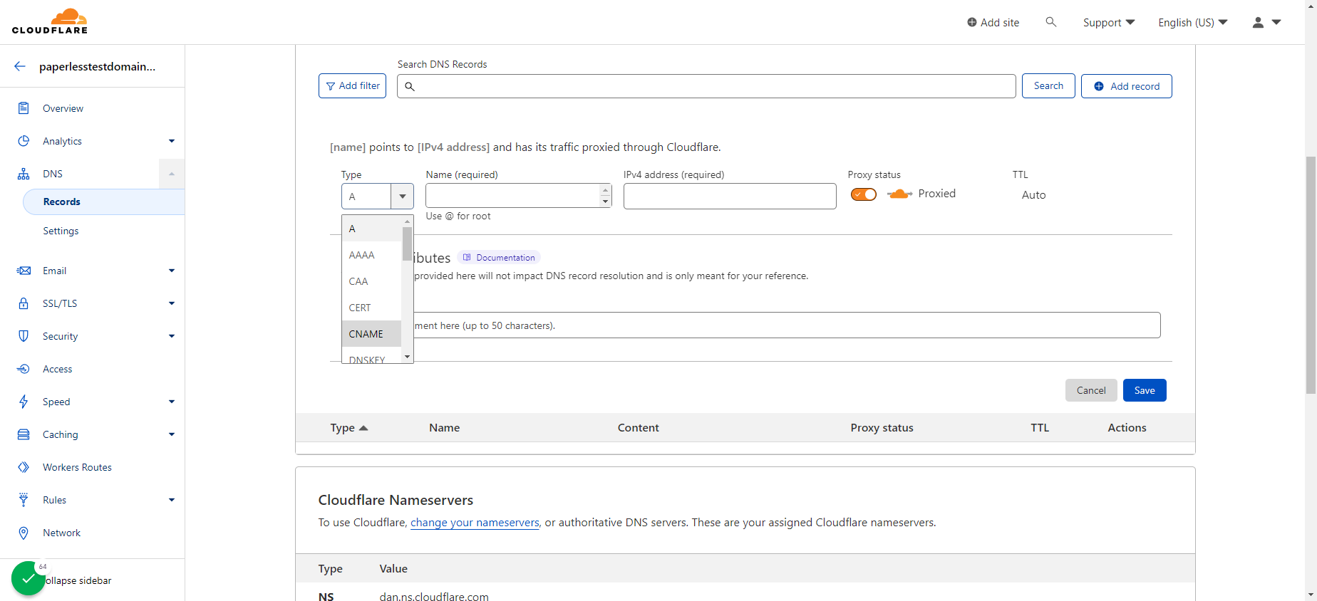 Click an option - CNAME