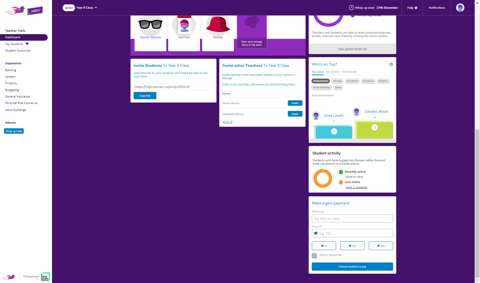 You can also see a summary of recent student activity across your class.