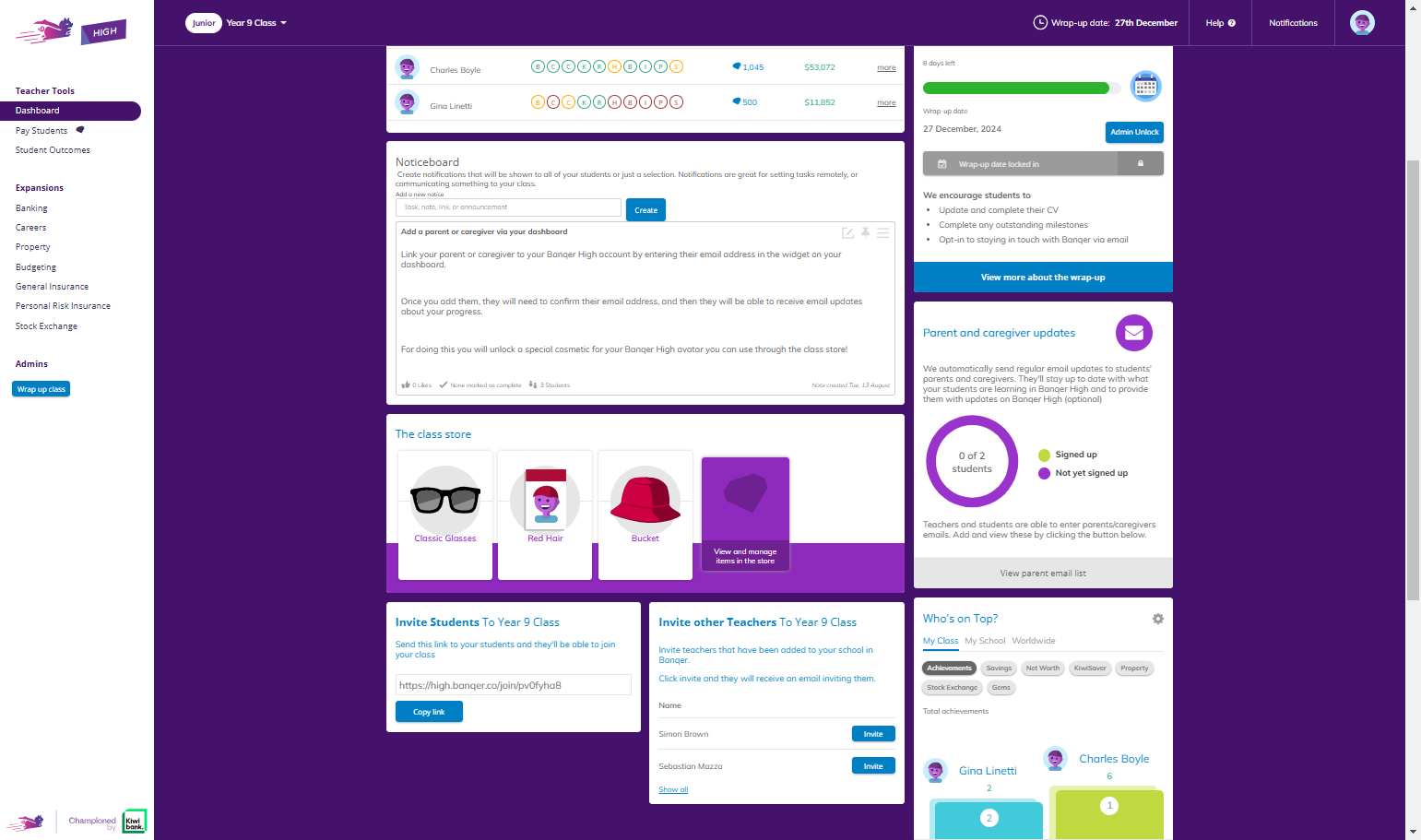 You can view and manage your Class Store.