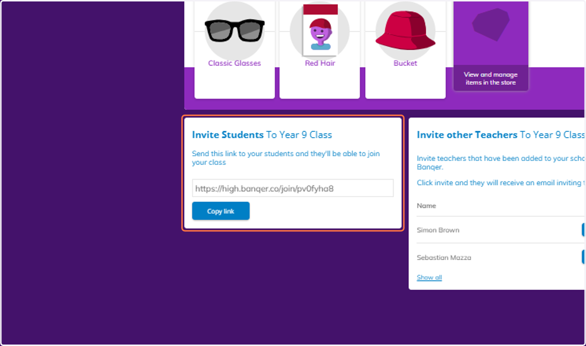And your Invite Students link will always be available.