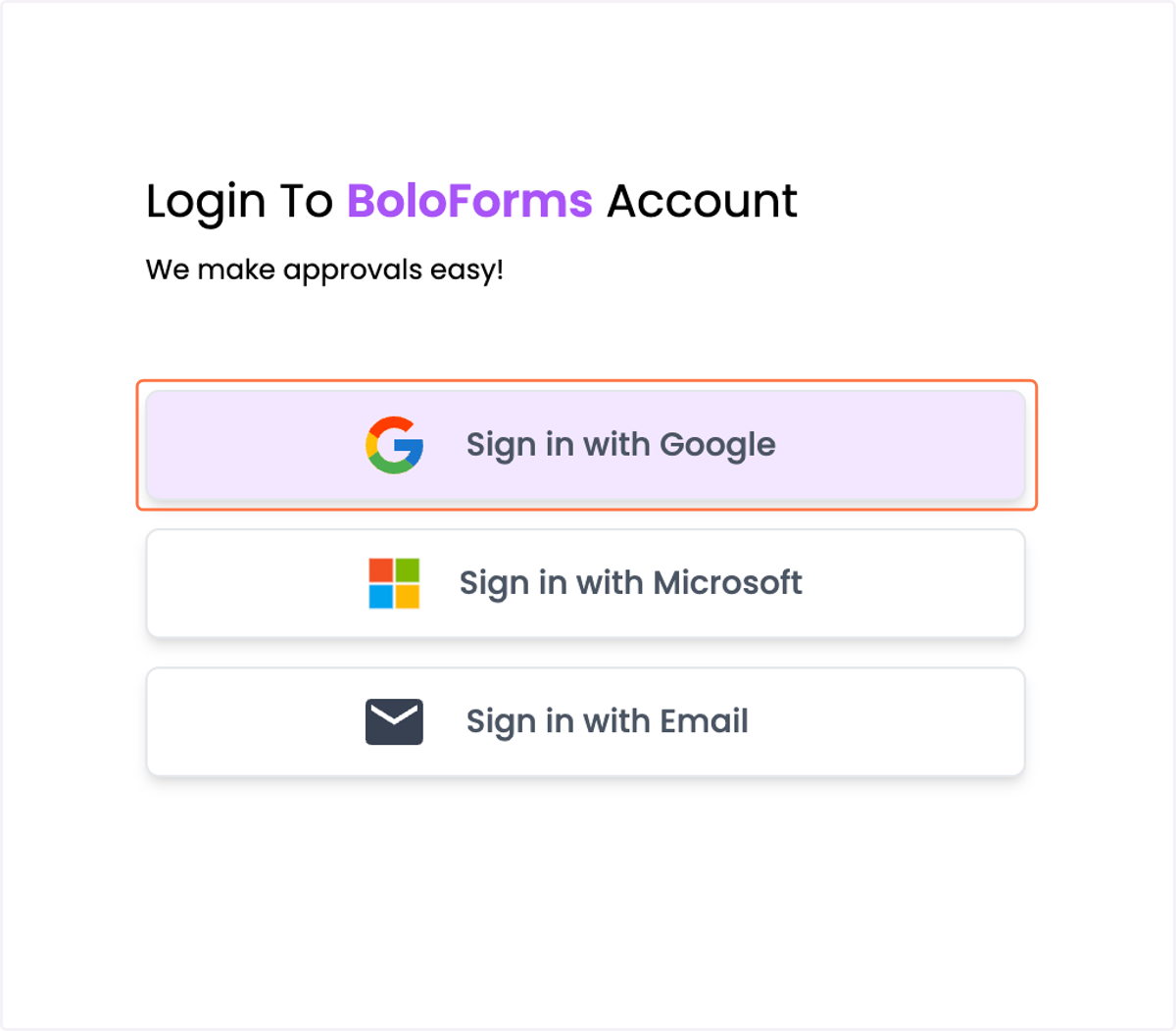 Choose your preferred sign-in option