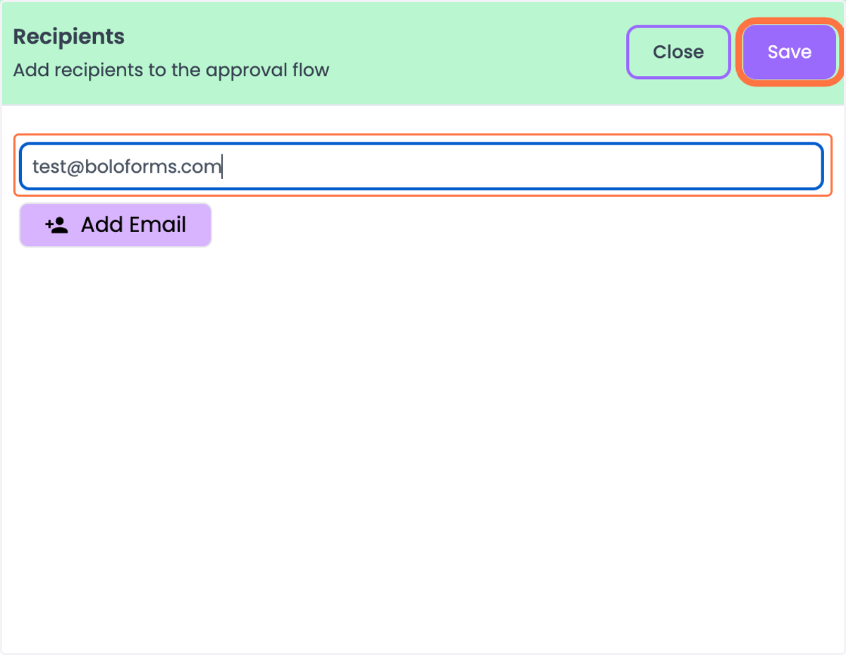 Add recipient emails and save