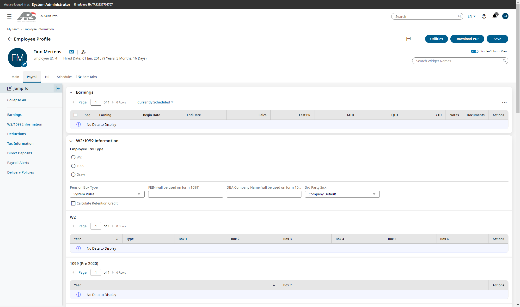 Payroll Tab