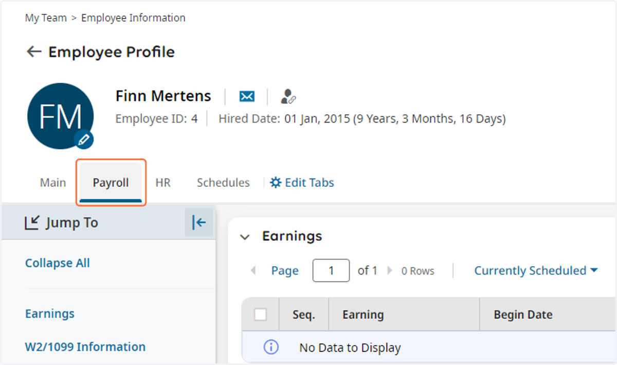 Payroll Tab