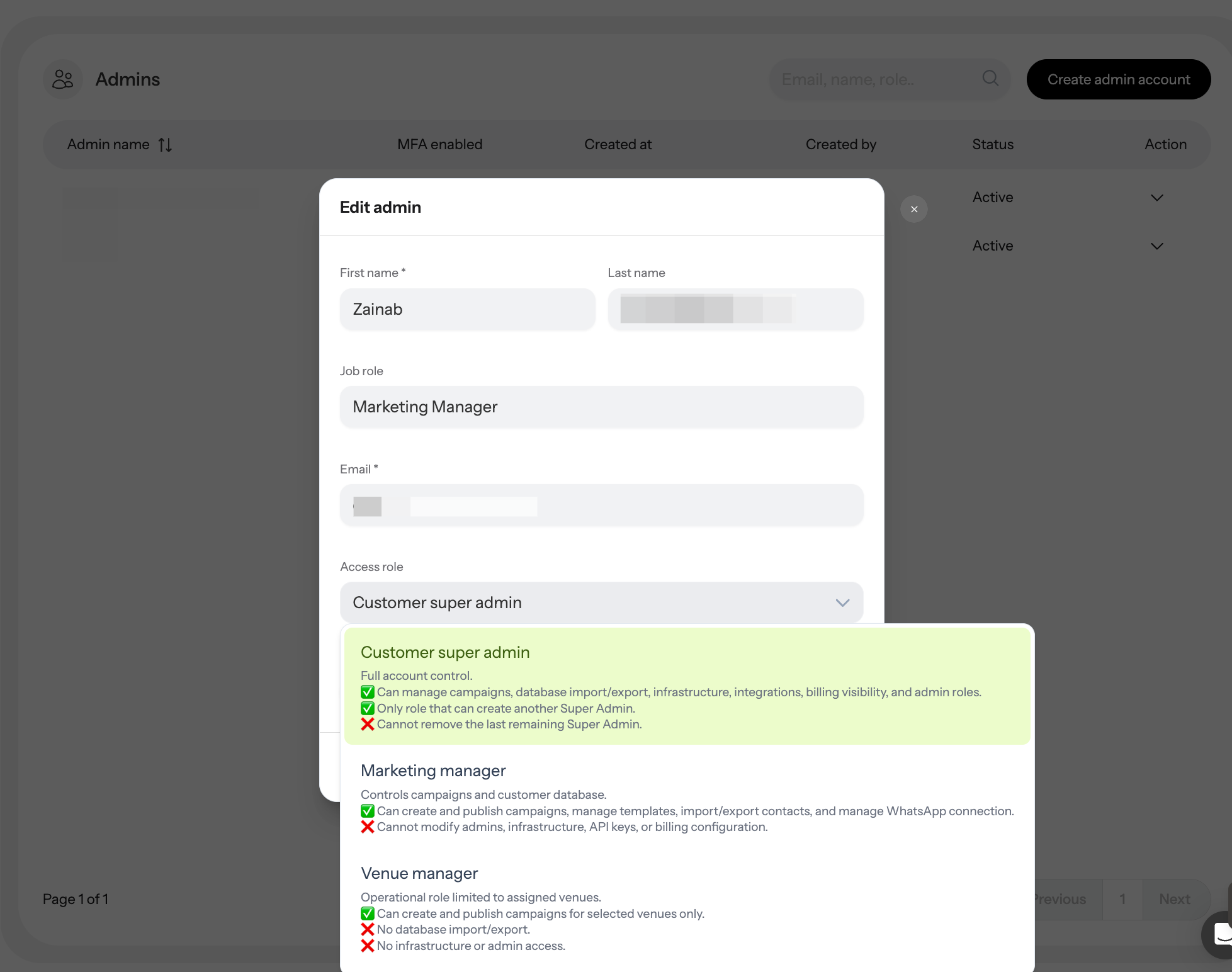 Assign Access Levels