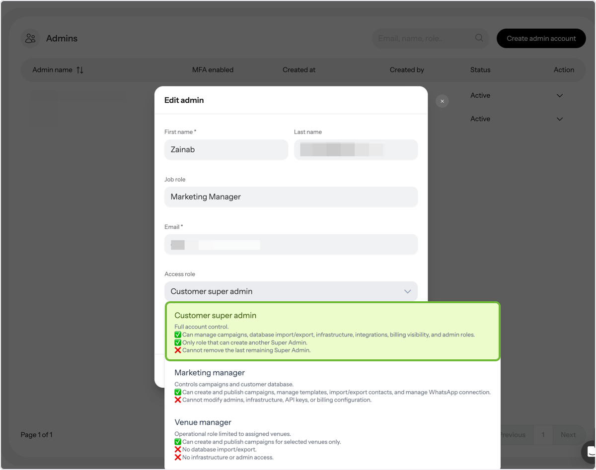 Assign Access Levels