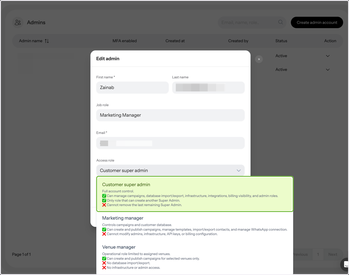 Assign Access Levels