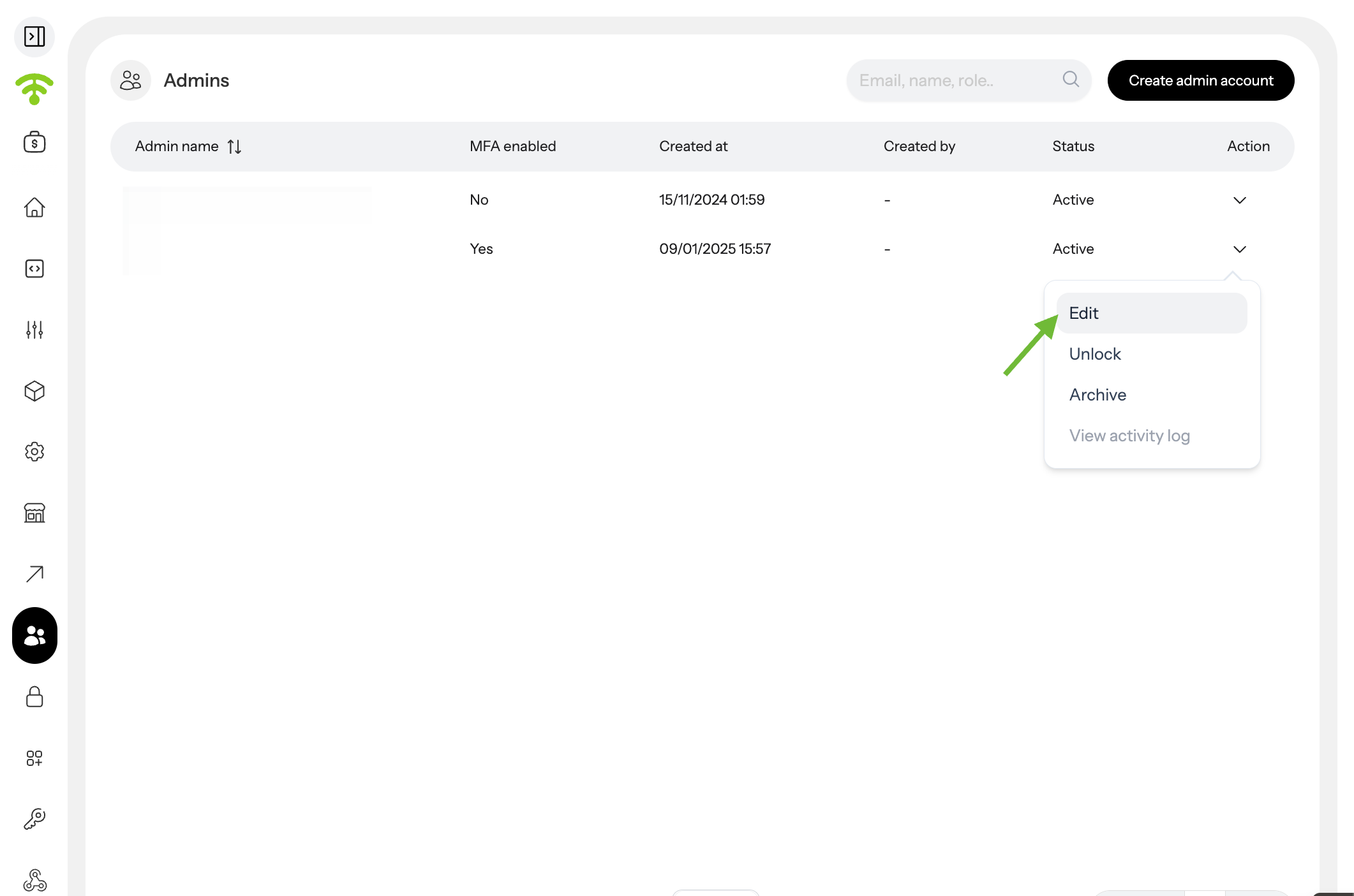 Edit Existing Admin Profiles