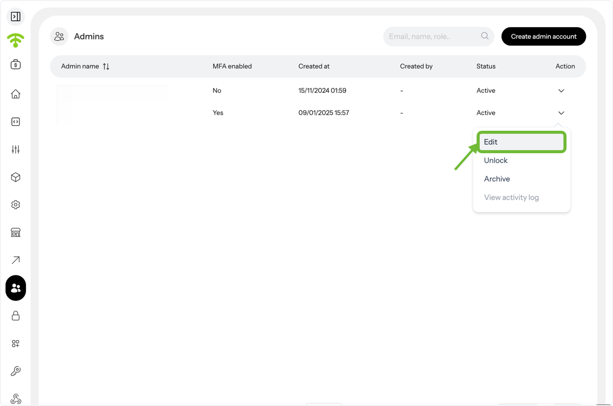 Edit Existing Admin Profiles