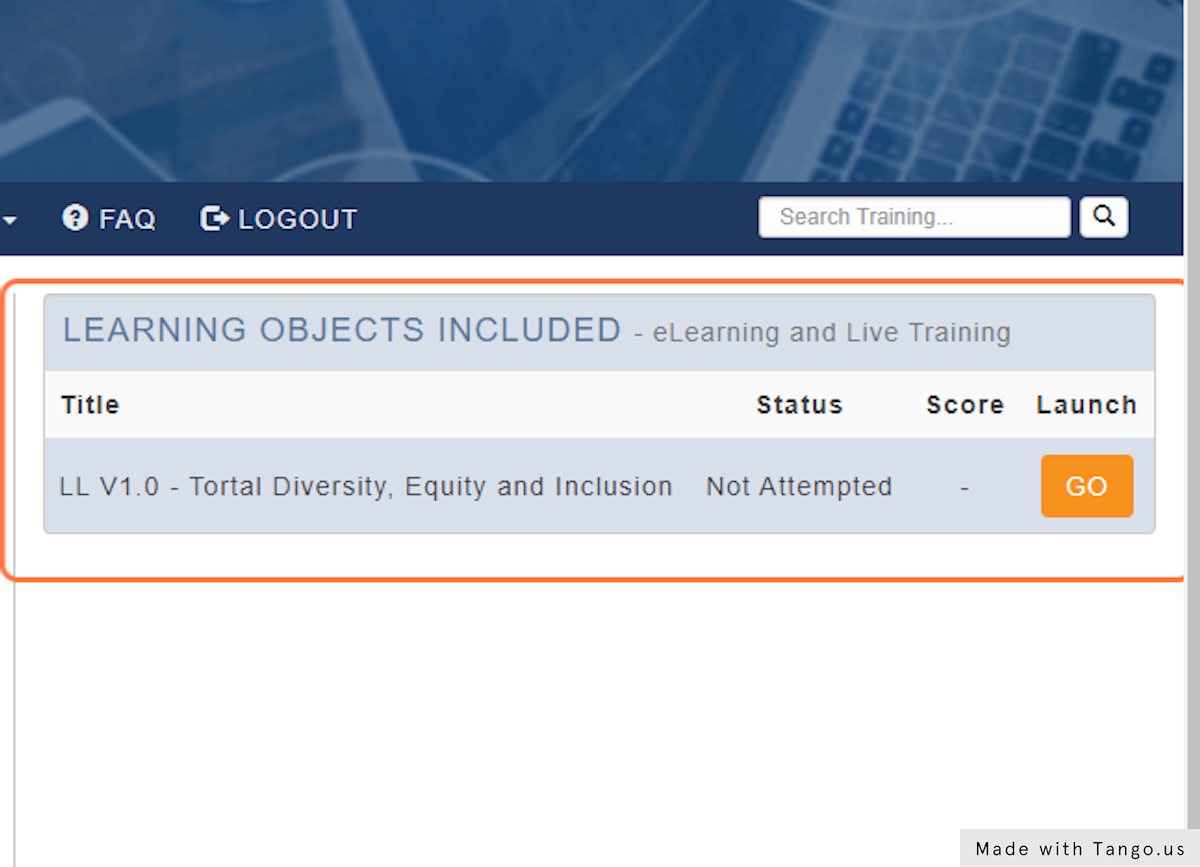 Your Lessons and Progress will be shown on the right- in the  Learning Objects Area