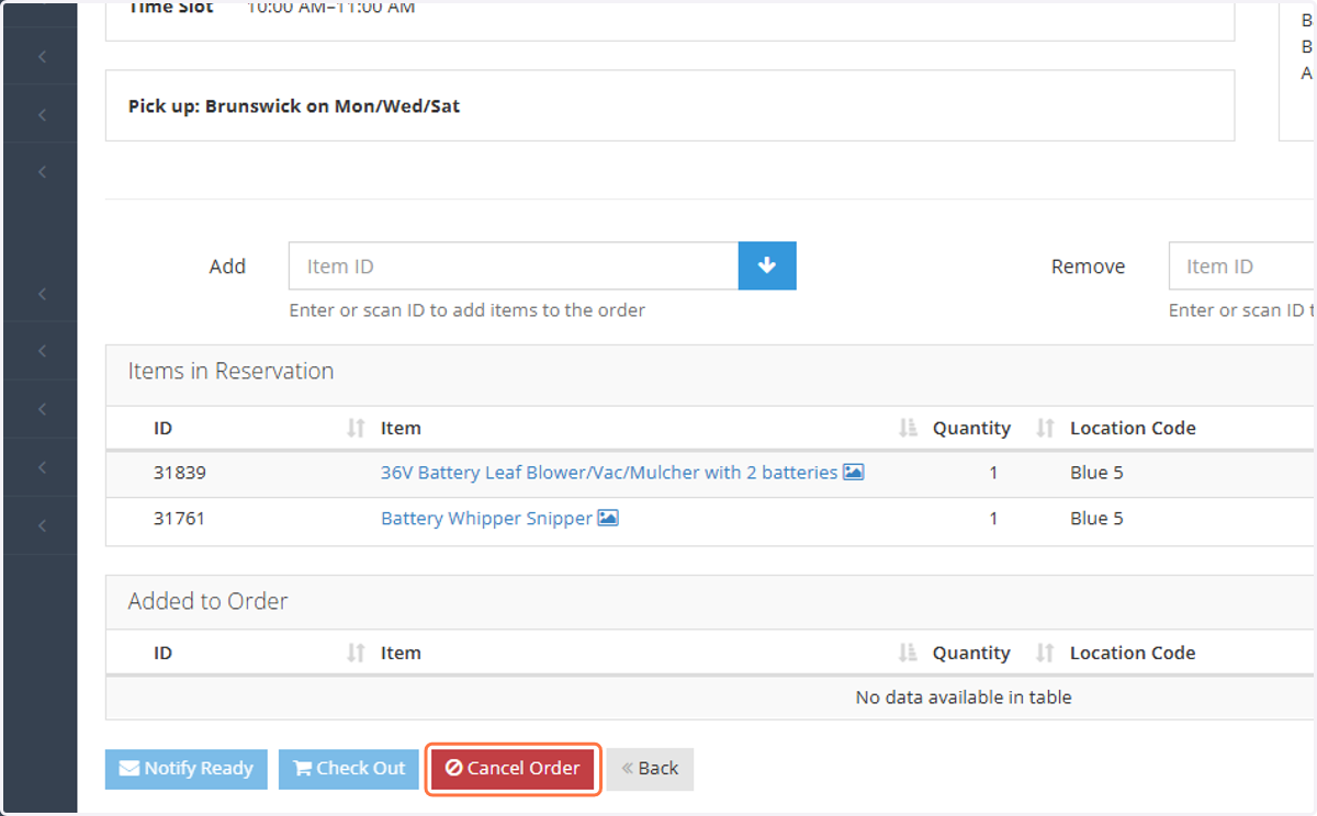 Click on Cancel Order