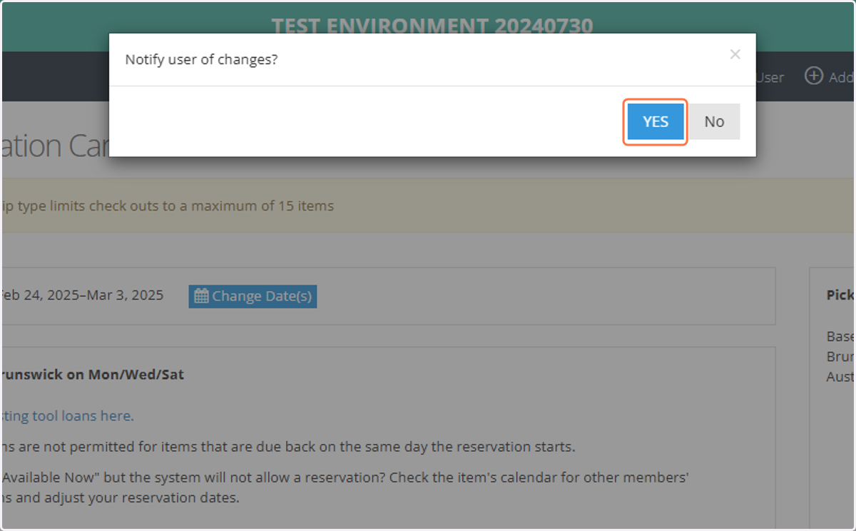 Select whether or not to notify the user, as appropriate