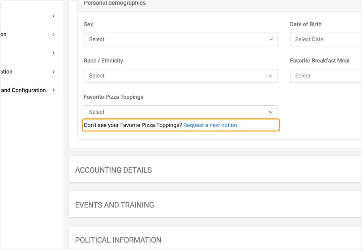 Request a new option