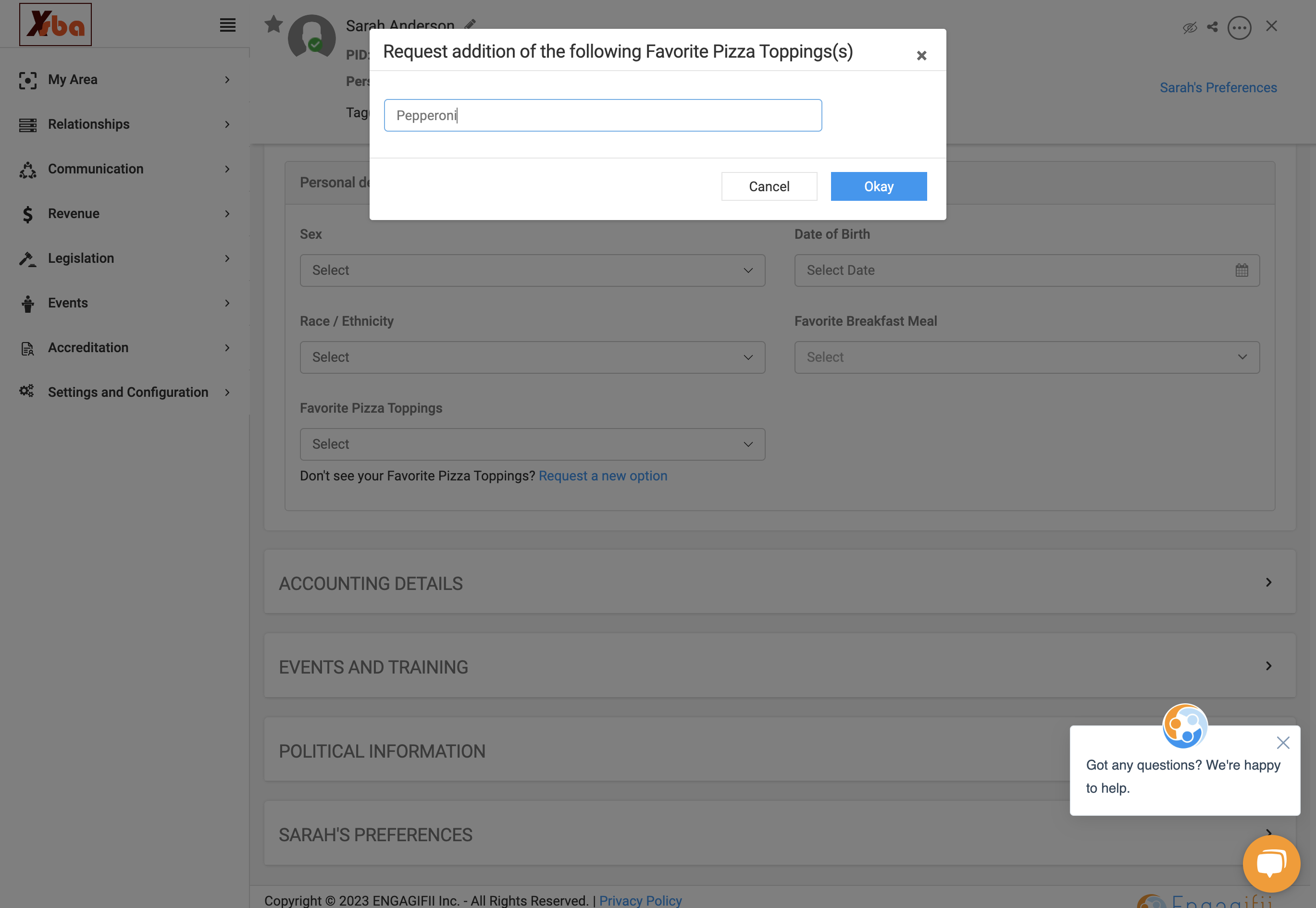 Type in the new option you'd like to see available