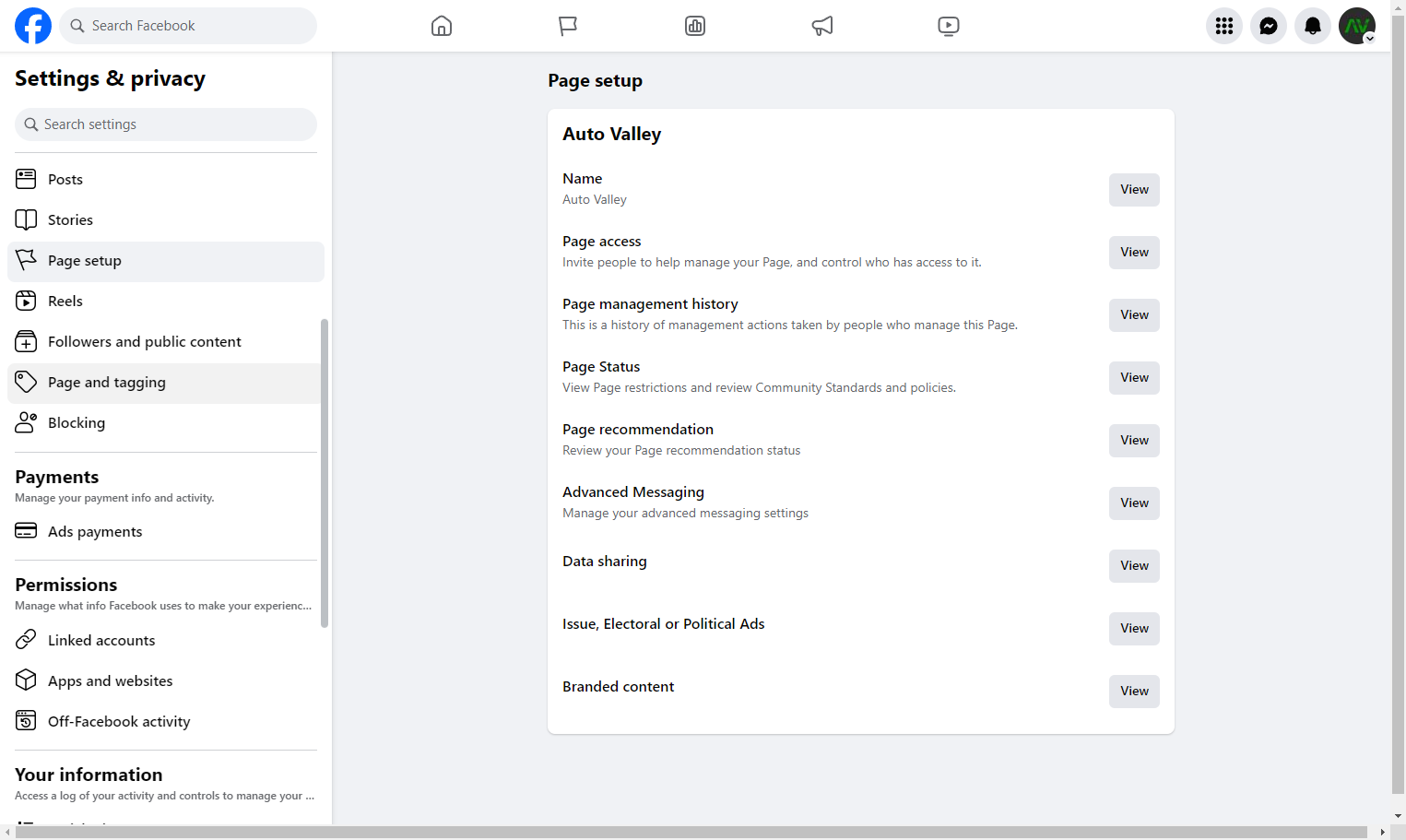 Locate and click on Page and tagging in the left side toolbar