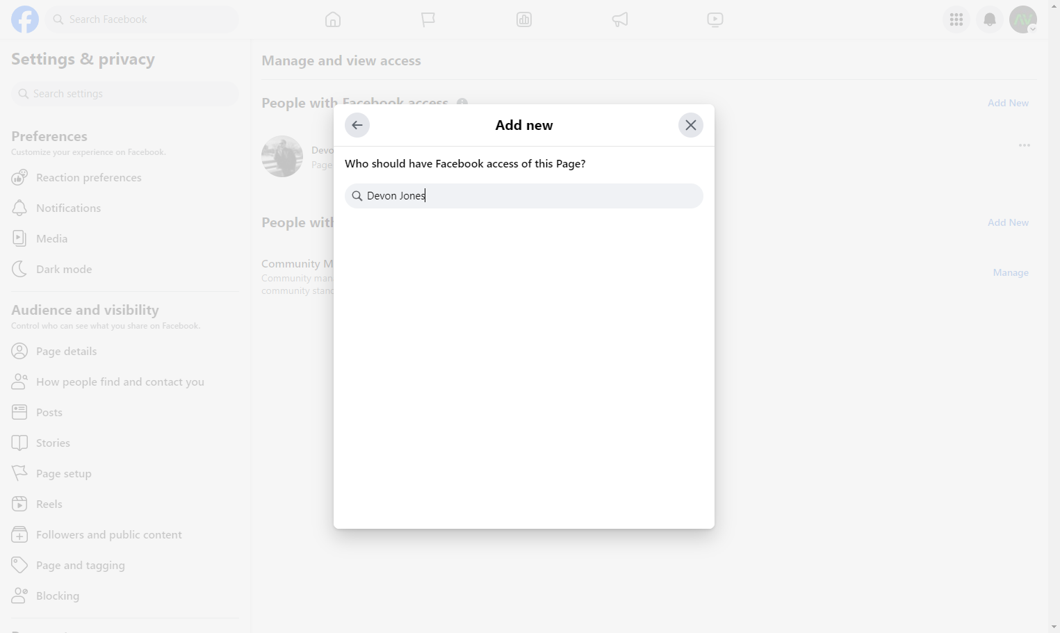 Search for the name in the search bar