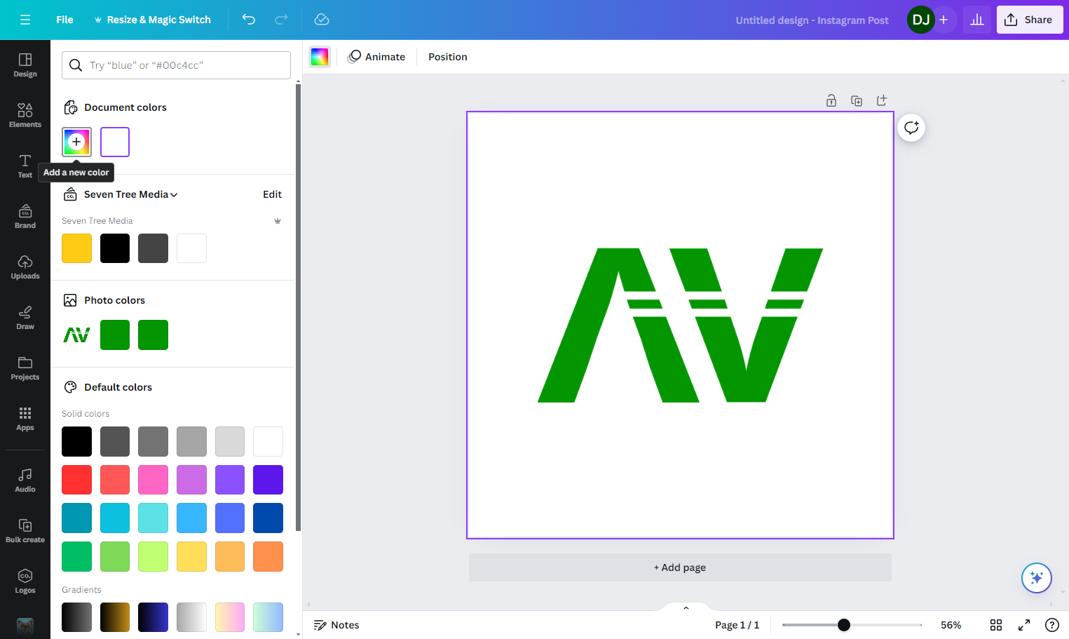 Click on Add a new color