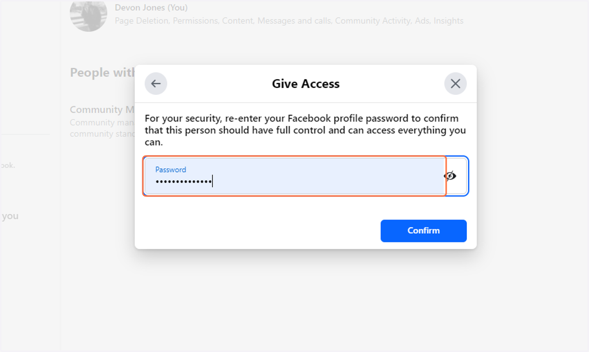 Type password and click confirm