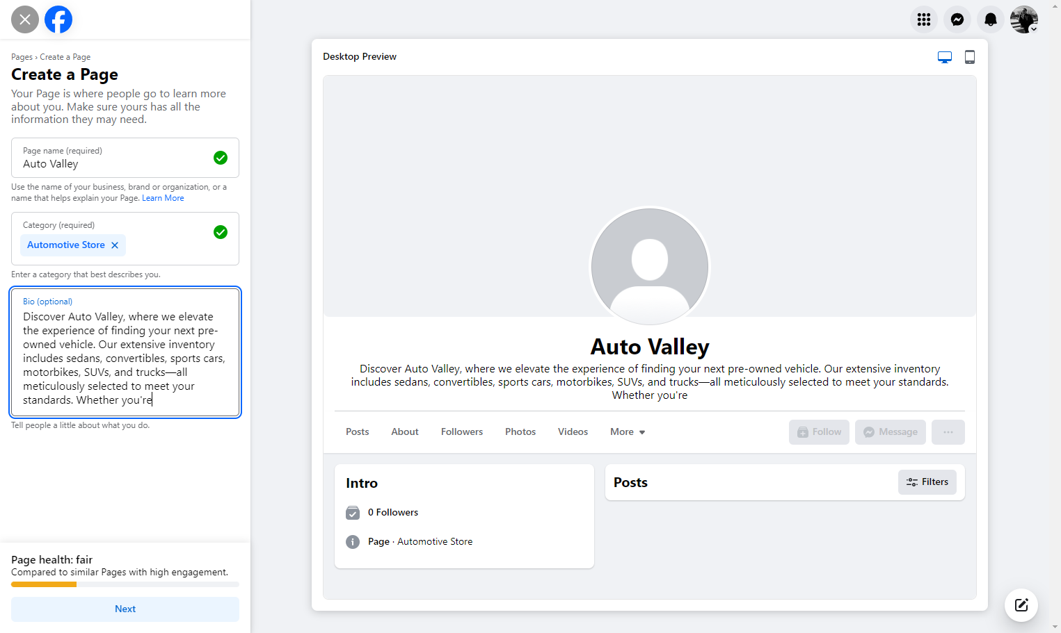 Paste the company bio into the corresponding text area