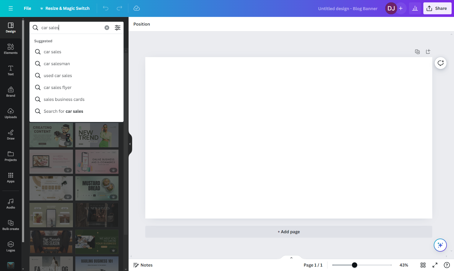 Search for a relevant design template