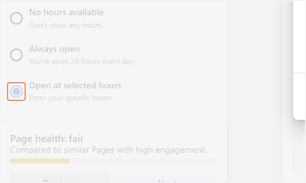 Select Open at selected hours