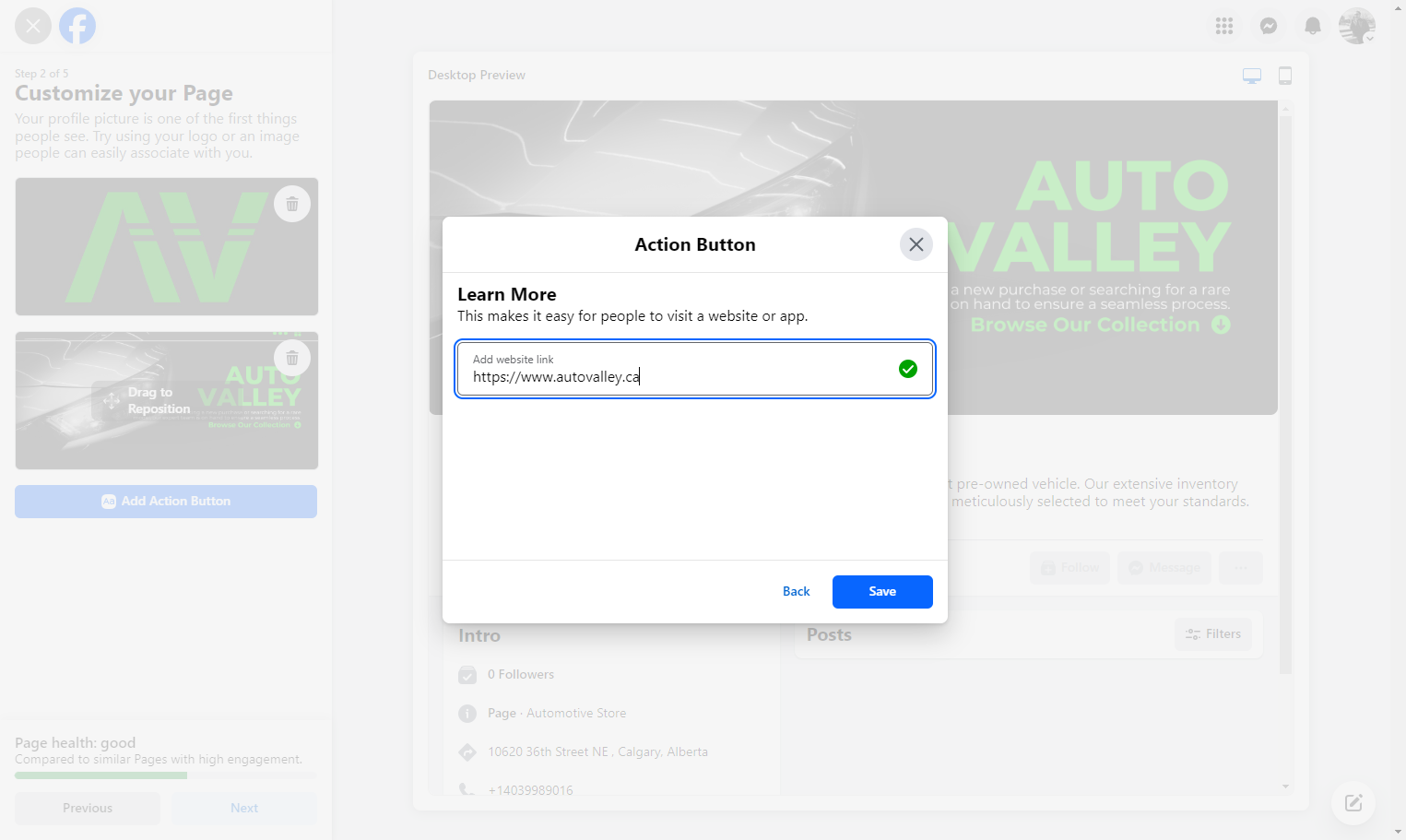 Paste the URL into the corresponding input